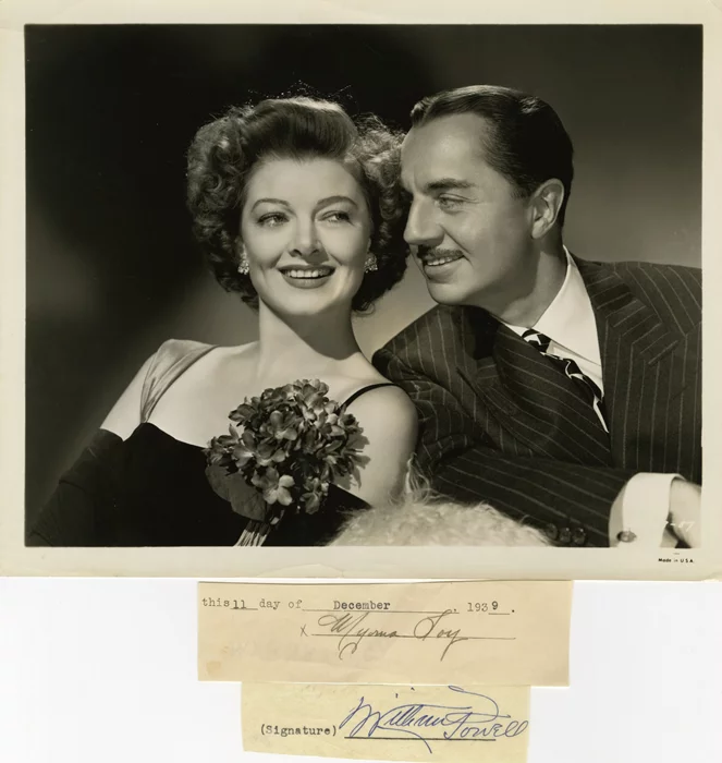 William Powell and Myrna Loy autograph