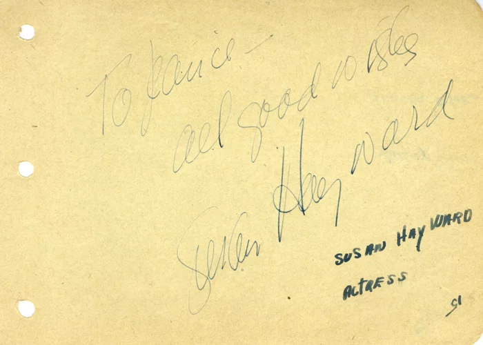 Susan Hayward autograph