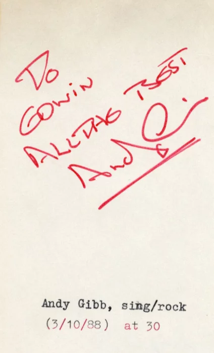 Andy Gibb autograph