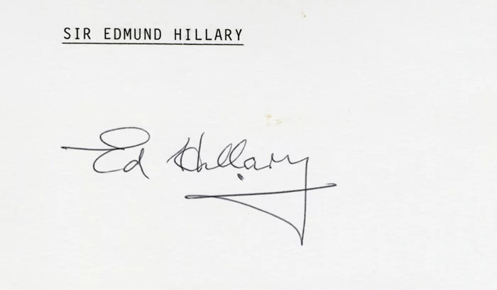Sir Edmund Hillary autograph