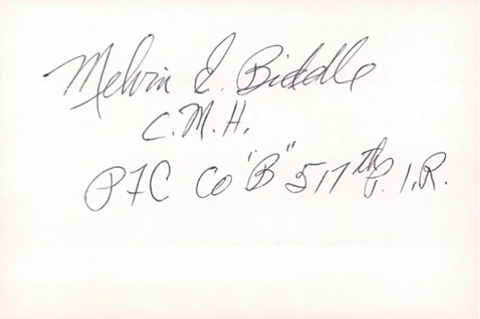 Melvin Biddle autograph