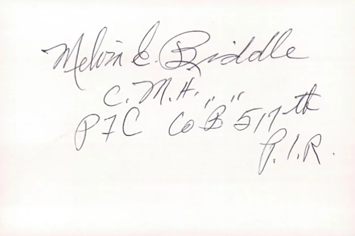 Melvin Biddle autograph