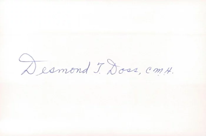 Desmond Doss autograph
