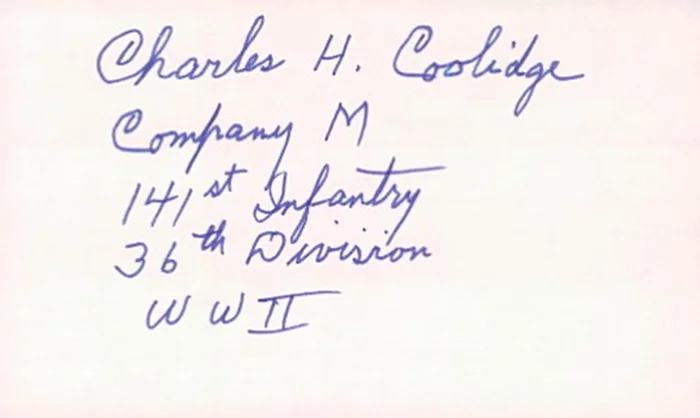 Charles H. Coolidge autograph