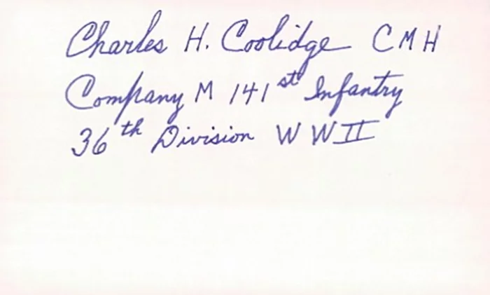 Charles H. Coolidge autograph