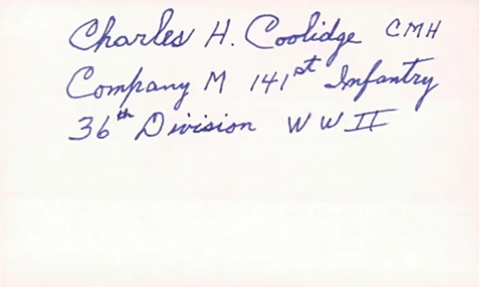 Charles H. Coolidge autograph