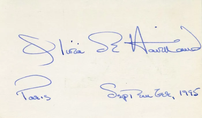 Olivia DeHavilland autograph