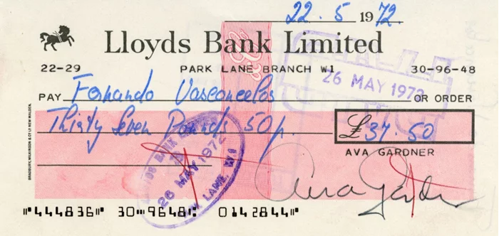 Ava Gardner autograph