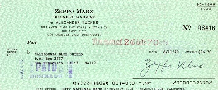 Zeppo Marx autograph