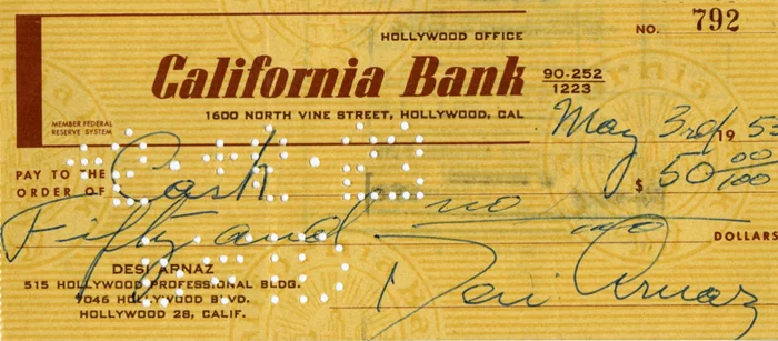 Desi Arnaz autograph