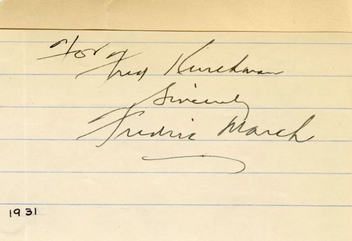 Fredric March autograph