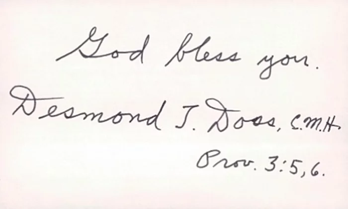 Desmond Doss autograph