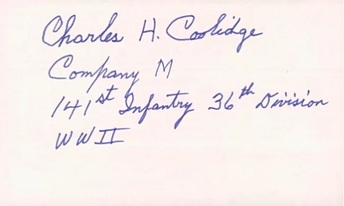 Charles H. Coolidge autograph