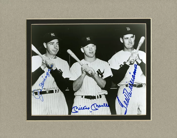 DiMaggio, Mantle and Williams autograph