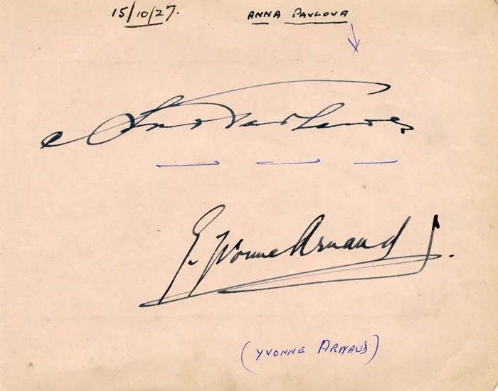 Anna Pavlova autograph