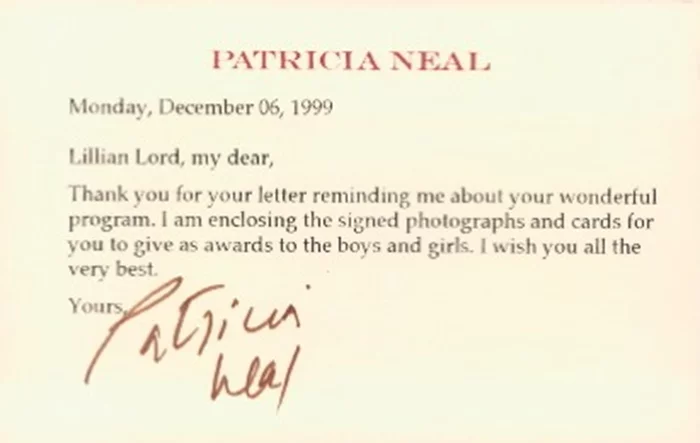Patricia Neal autograph