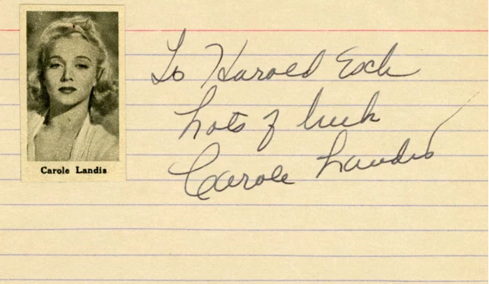 Carole Landis autograph