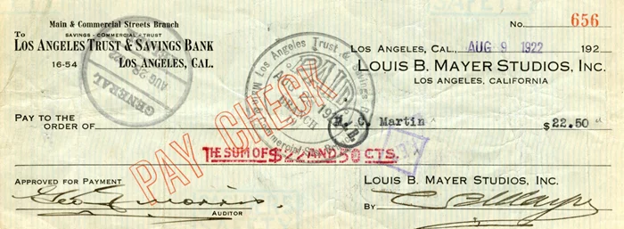 Louis B. Mayer autograph