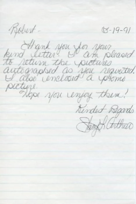 Stacy Arthur autograph