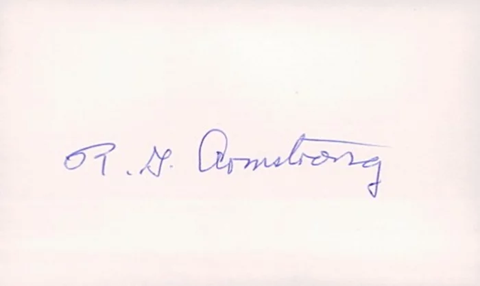 R. G. Armstrong autograph