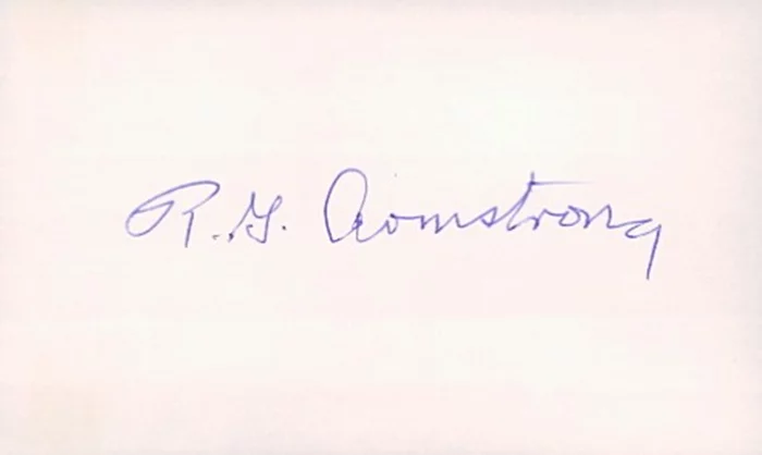 R. G. Armstrong autograph