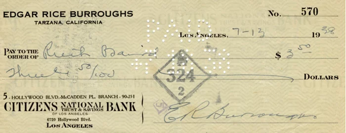 Edgar Rice Burroughs autograph