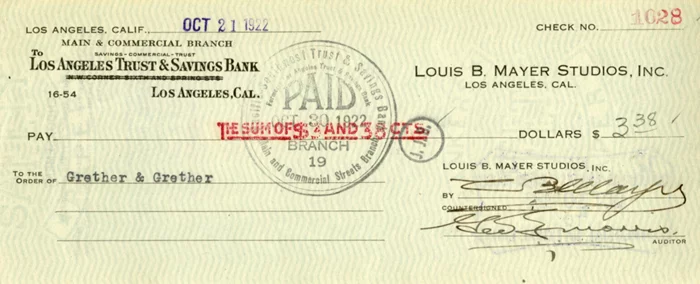 Louis B. Mayer autograph