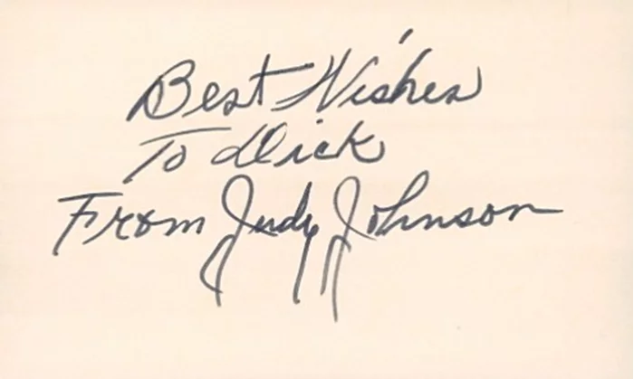 Judy Johnson autograph