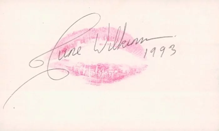 June Wilkinson autograph