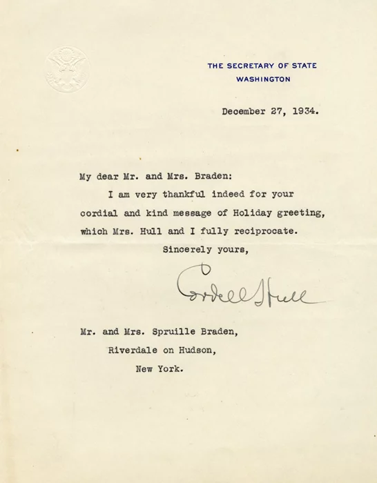 Cordell Hull autograph