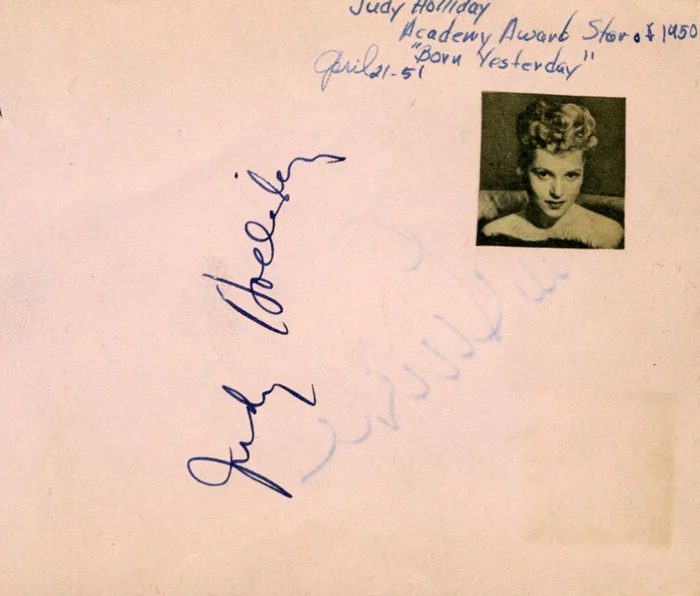 Judy Holliday autograph