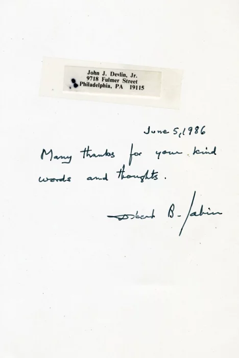 Albert Sabin autograph