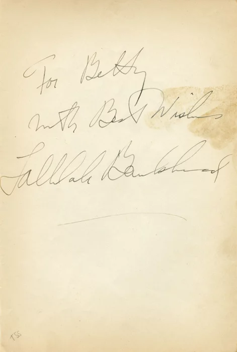 Tallulah Bankhead autograph