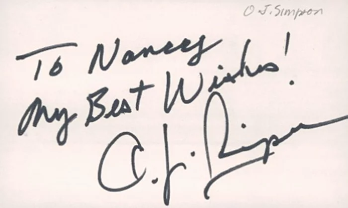 O. J. Simpson autograph