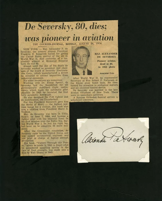 Alexander de Seversky autograph