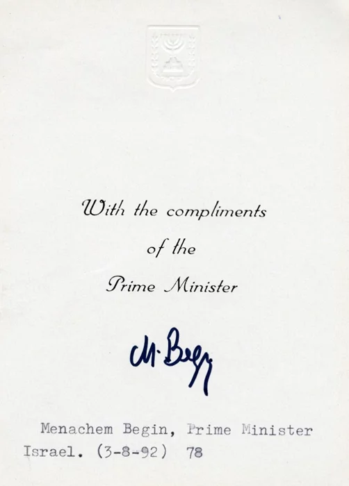 Menachem Begin autograph