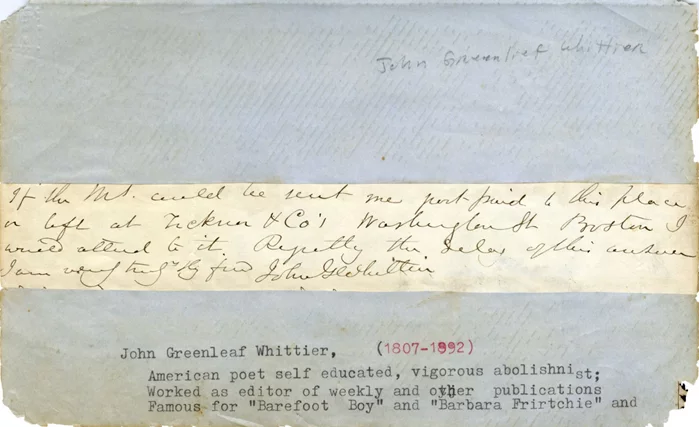 John Greenleaf Whittier autograph