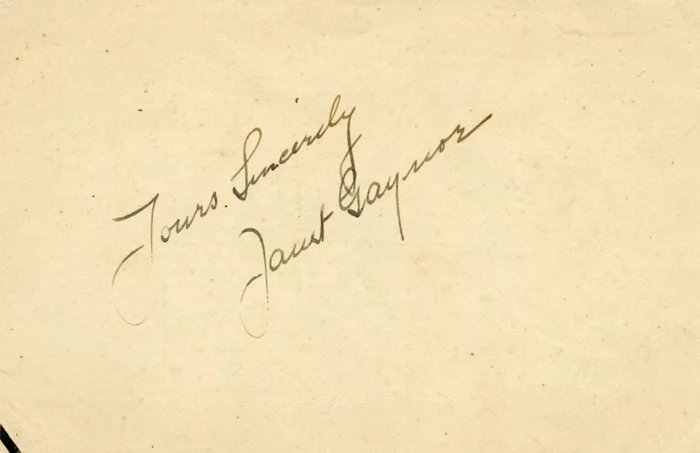 Janet Gaynor autograph