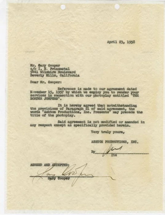 Gary Cooper autograph