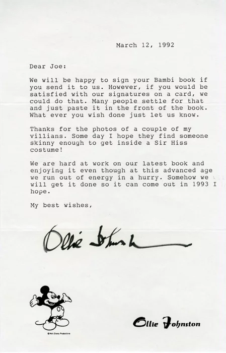 Ollie Johnston autograph