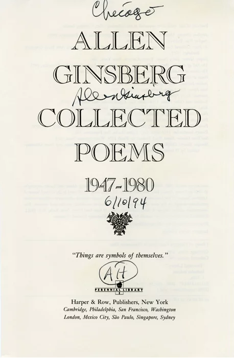 Allen Ginsberg autograph