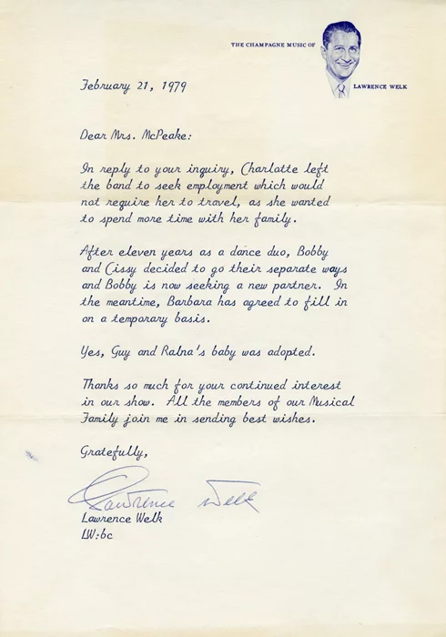 Lawrence Welk autograph