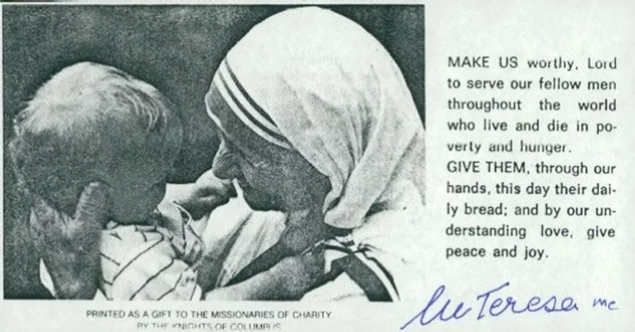 Mother Teresa autograph