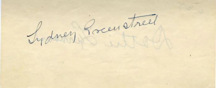 Sydney Greenstreet autograph