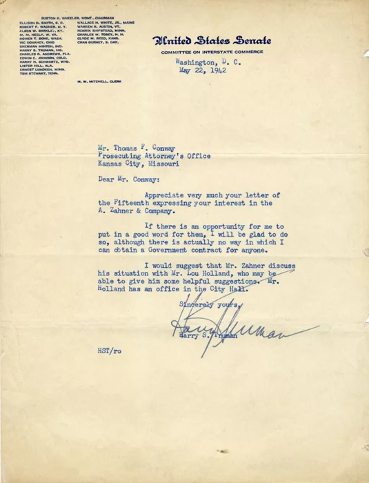 Harry S. Truman autograph