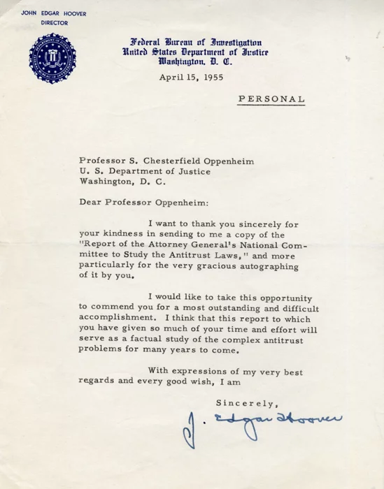 J. Edgar Hoover autograph