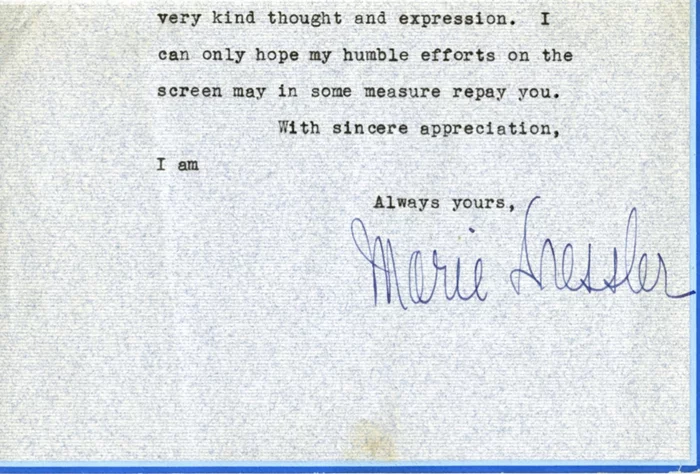 Marie Dressler autograph