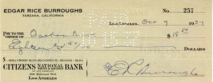 Edgar Rice Burroughs autograph