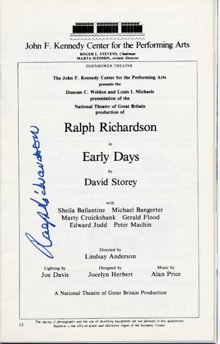 Sir Ralph Richardson autograph