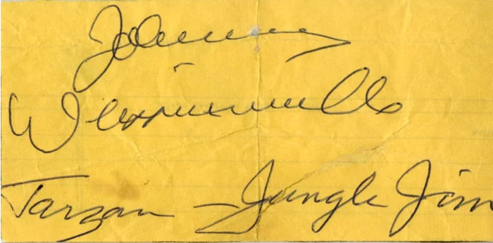 Johnny Weissmuller autograph